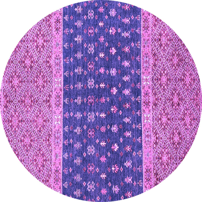 Round Machine Washable Oriental Purple Modern Area Rugs, wshabs2403pur