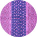 Round Machine Washable Oriental Purple Modern Area Rugs, wshabs2403pur