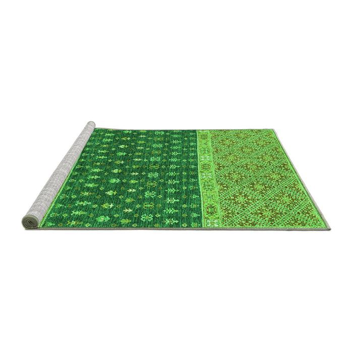 Sideview of Machine Washable Oriental Green Modern Area Rugs, wshabs2403grn