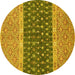 Round Oriental Yellow Modern Rug, abs2403yw