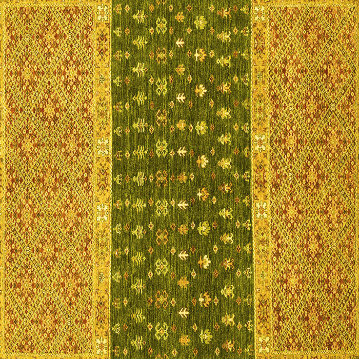 Square Machine Washable Oriental Yellow Modern Rug, wshabs2403yw