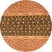 Round Machine Washable Oriental Orange Modern Area Rugs, wshabs2403org