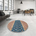 Round Machine Washable Abstract Sand Brown Rug in a Office, wshabs2403