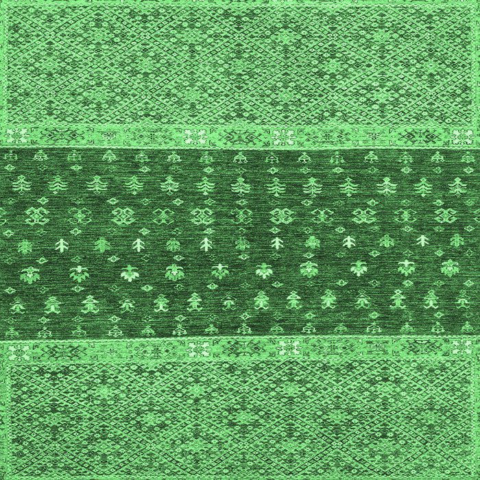Square Machine Washable Oriental Emerald Green Modern Area Rugs, wshabs2403emgrn