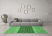 Machine Washable Oriental Emerald Green Modern Area Rugs in a Living Room,, wshabs2403emgrn