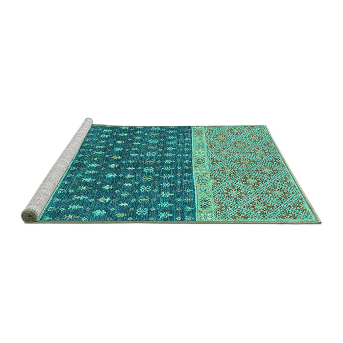 Sideview of Machine Washable Oriental Turquoise Modern Area Rugs, wshabs2403turq