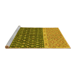 Sideview of Machine Washable Oriental Yellow Modern Rug, wshabs2403yw