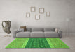 Machine Washable Oriental Green Modern Area Rugs in a Living Room,, wshabs2403grn