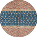 Round Abstract Sand Brown Oriental Rug, abs2403