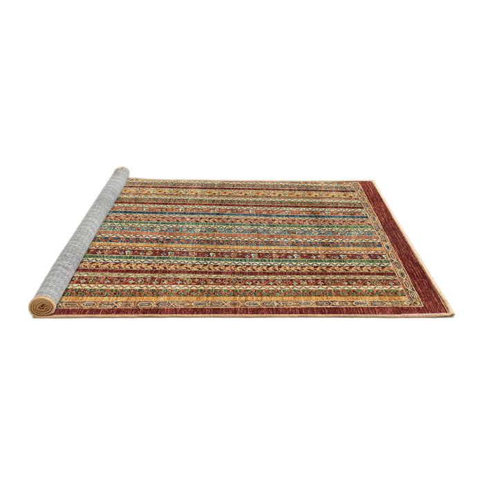 Sideview of Machine Washable Abstract Brown Green Rug, wshabs2404