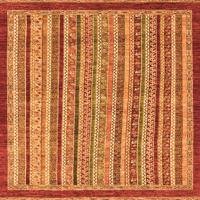 Square Machine Washable Oriental Orange Modern Area Rugs, wshabs2404org