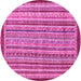 Round Machine Washable Oriental Pink Modern Rug, wshabs2404pnk