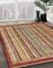 Abstract Brownish Green Oriental Rug in Family Room, abs2404