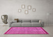 Machine Washable Oriental Pink Modern Rug in a Living Room, wshabs2404pnk