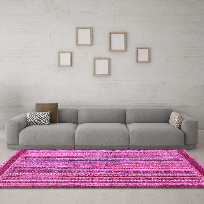 Machine Washable Oriental Pink Modern Rug in a Living Room, wshabs2404pnk