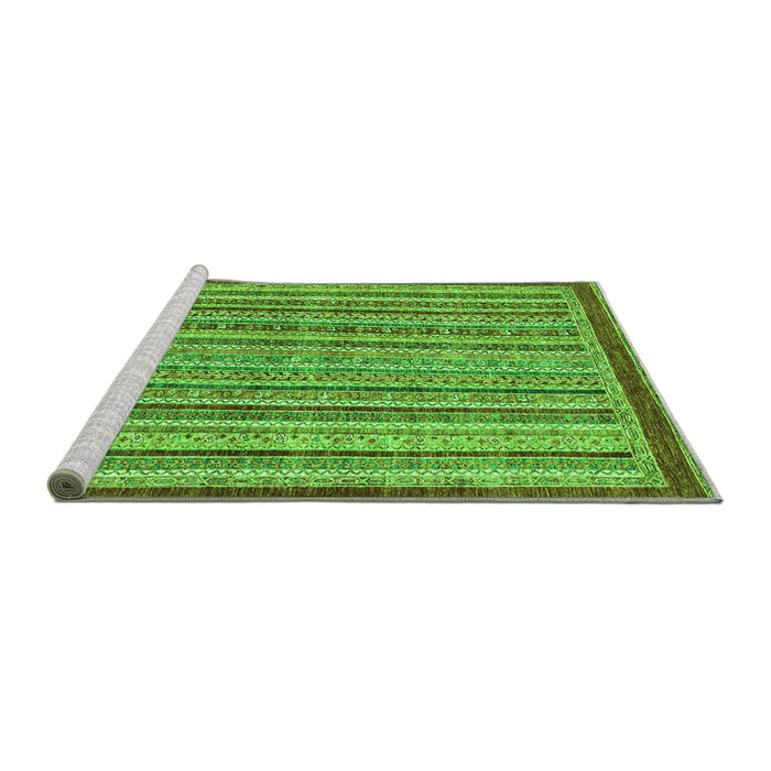 Sideview of Machine Washable Oriental Green Modern Area Rugs, wshabs2404grn