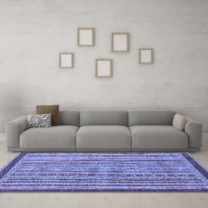 Machine Washable Oriental Blue Modern Rug in a Living Room, wshabs2404blu