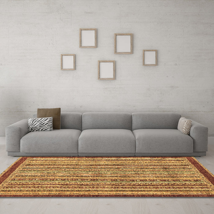 Machine Washable Oriental Brown Modern Rug in a Living Room,, wshabs2404brn