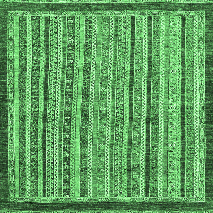 Square Machine Washable Oriental Emerald Green Modern Area Rugs, wshabs2404emgrn