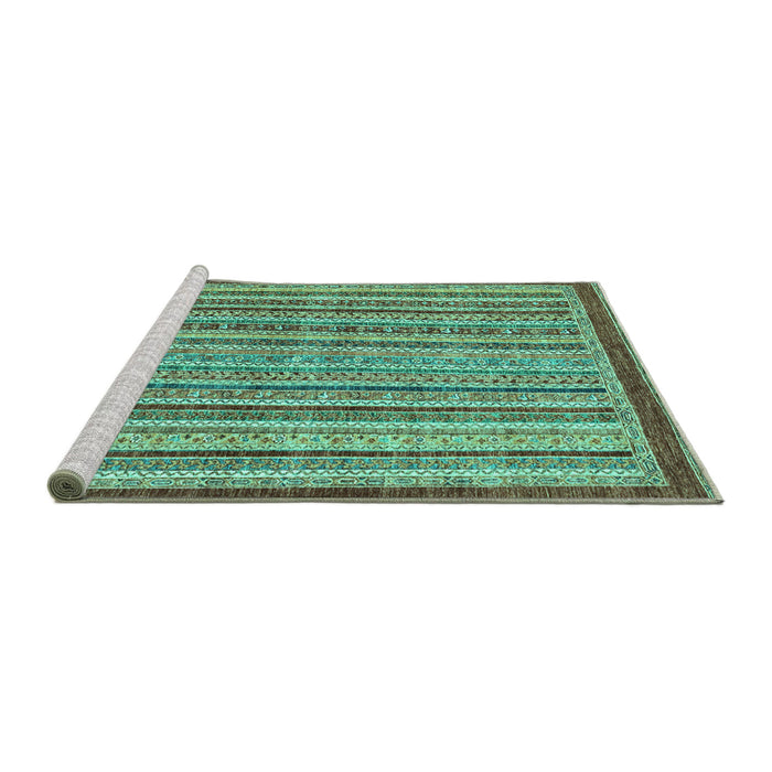 Sideview of Machine Washable Oriental Turquoise Modern Area Rugs, wshabs2404turq