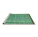 Sideview of Machine Washable Oriental Turquoise Modern Area Rugs, wshabs2404turq