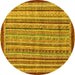 Round Machine Washable Oriental Yellow Modern Rug, wshabs2404yw