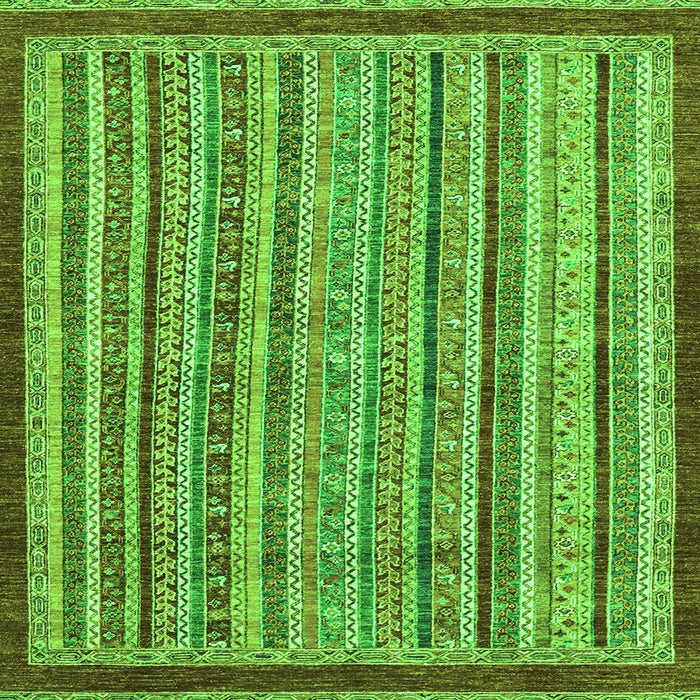 Square Machine Washable Oriental Green Modern Area Rugs, wshabs2404grn