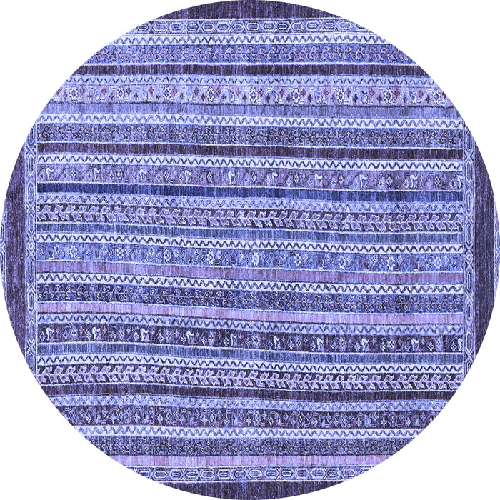 Round Machine Washable Oriental Blue Modern Rug, wshabs2404blu