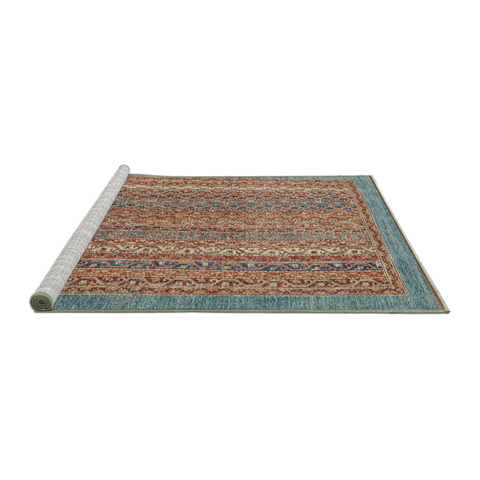 Sideview of Machine Washable Abstract Green Rug, wshabs2405