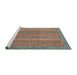 Sideview of Machine Washable Abstract Green Rug, wshabs2405