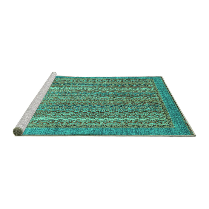 Sideview of Machine Washable Oriental Turquoise Modern Area Rugs, wshabs2405turq