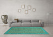 Machine Washable Oriental Turquoise Modern Area Rugs in a Living Room,, wshabs2405turq