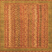 Square Machine Washable Oriental Orange Modern Area Rugs, wshabs2405org