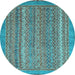 Round Oriental Light Blue Modern Rug, abs2405lblu