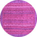 Round Machine Washable Oriental Pink Modern Rug, wshabs2405pnk