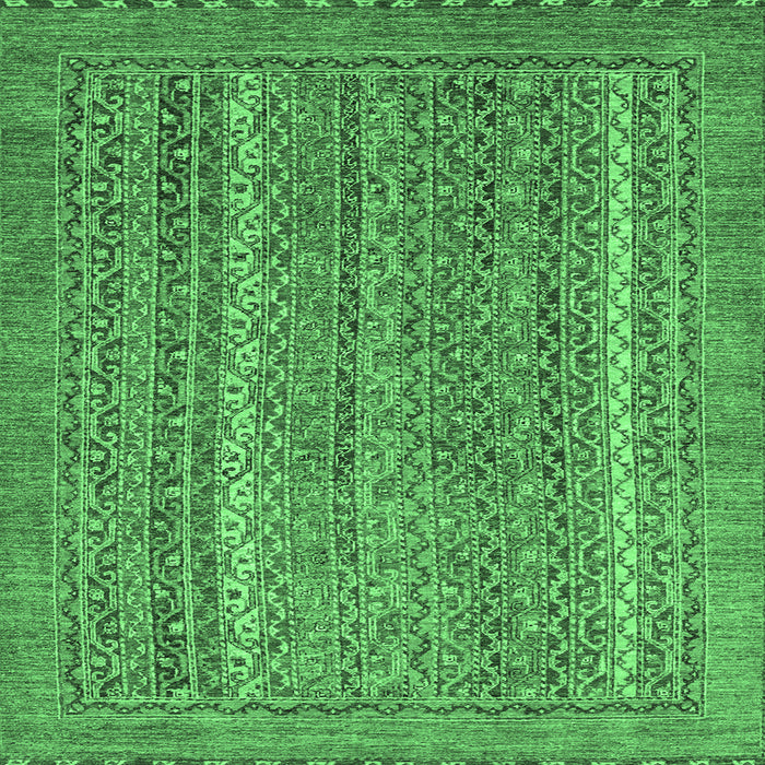 Square Machine Washable Oriental Emerald Green Modern Area Rugs, wshabs2405emgrn