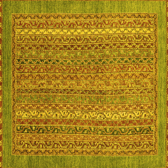 Square Machine Washable Oriental Yellow Modern Rug, wshabs2405yw