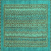 Square Oriental Turquoise Modern Rug, abs2405turq