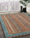 Abstract Green Oriental Rug in Family Room, abs2405