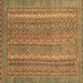 Square Machine Washable Oriental Brown Modern Rug, wshabs2405brn