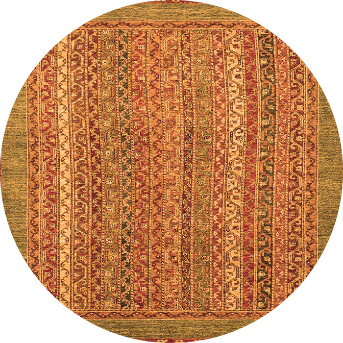 Round Machine Washable Oriental Orange Modern Area Rugs, wshabs2405org