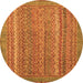 Round Machine Washable Oriental Orange Modern Area Rugs, wshabs2405org