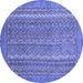 Round Machine Washable Oriental Blue Modern Rug, wshabs2405blu