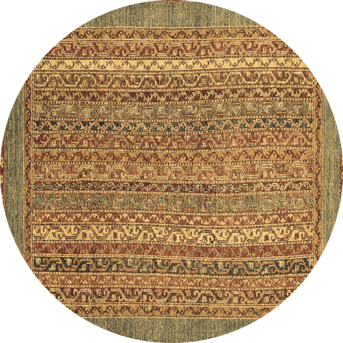 Round Machine Washable Oriental Brown Modern Rug, wshabs2405brn