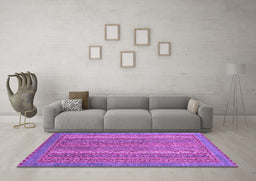 Machine Washable Oriental Purple Modern Area Rugs in a Living Room, wshabs2405pur