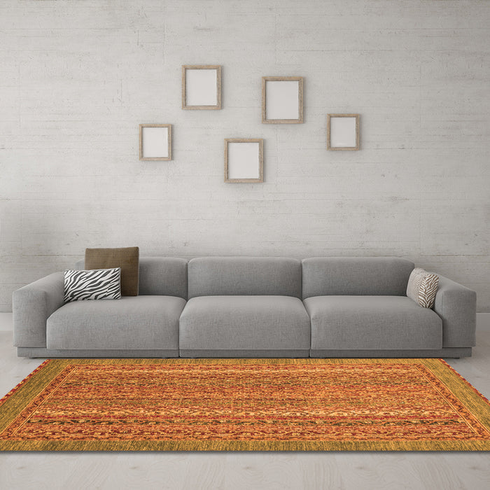 Machine Washable Oriental Orange Modern Area Rugs in a Living Room, wshabs2405org