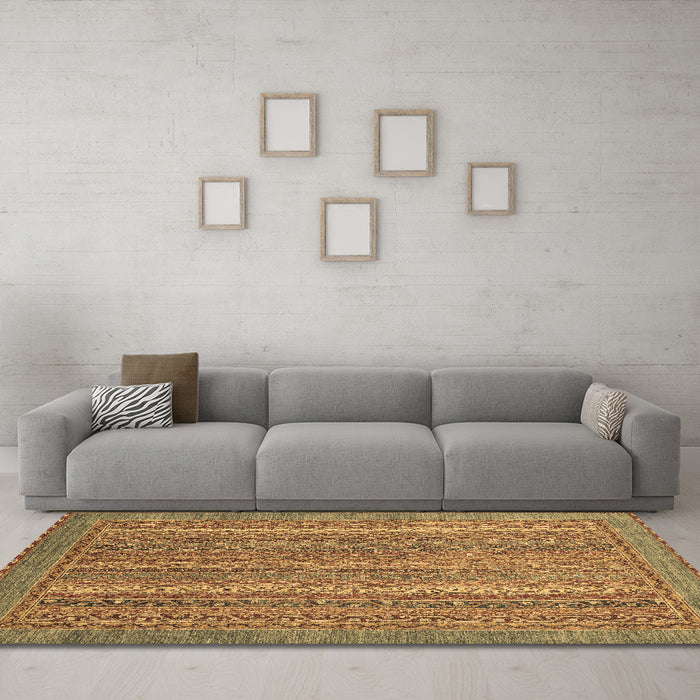 Machine Washable Oriental Brown Modern Rug in a Living Room,, wshabs2405brn