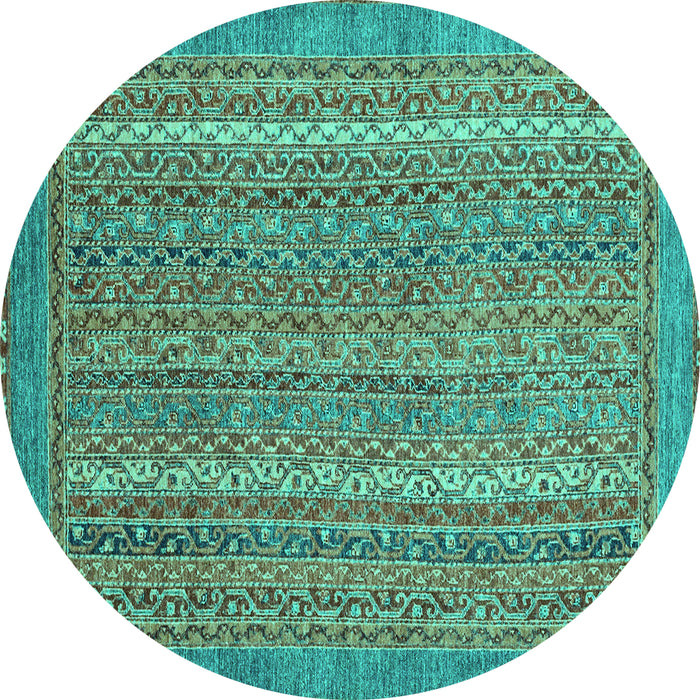Round Oriental Turquoise Modern Rug, abs2405turq