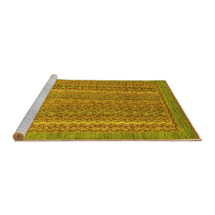 Sideview of Machine Washable Oriental Yellow Modern Rug, wshabs2405yw