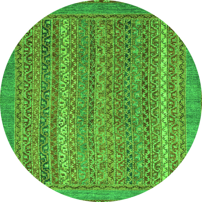 Round Oriental Green Modern Rug, abs2405grn